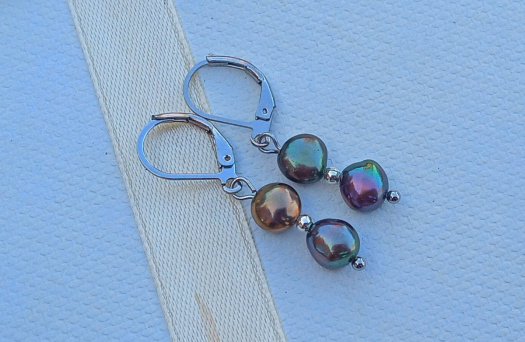 Říční perly peacock AAAA kvalita náušnice na chirurgické oceli