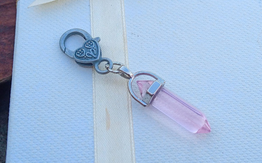 Klíčenka, přívěsek na batoh, kabelku, klíče, růžový křišťál