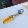 Klíčenka, přívěsek na batoh, kabelku, klíče, žlutý křišťál