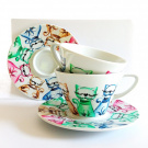 šálek s podšálkem-KOČIČKY