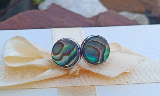 Abalone paua perleť náušnice puzety na chirurgické oceli