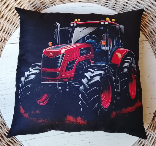 Polštářek červený traktor 