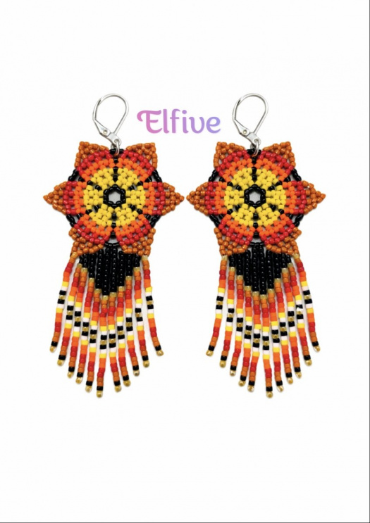 Náušnice "Ohnivý květ"