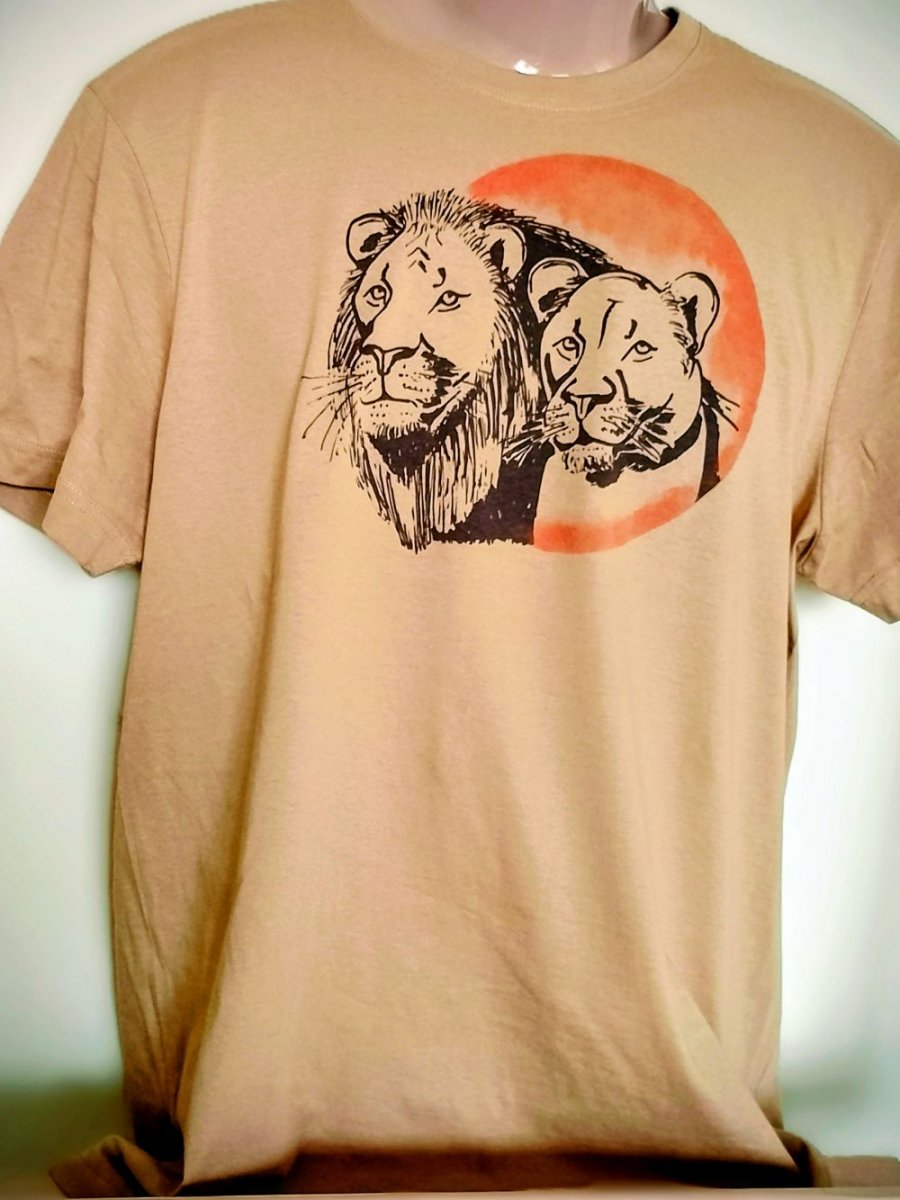 Lví pár na tričku pro pány