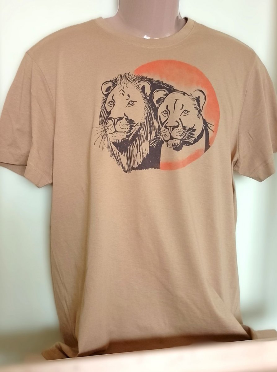 Lví pár na tričku pro pány