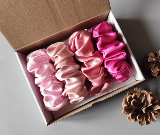 Dárková sada - 4 scrunchies L v růžové II.