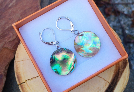 Náušnice s Novozélandskou perletí abalone na chirurgické oceli, č.335