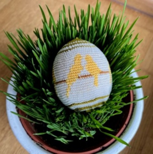 Žlutí ptáčci - háčkovaná kraslice