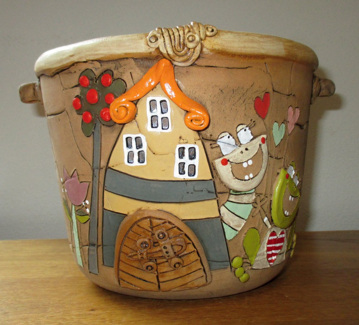 Obal na květináč - Domečky