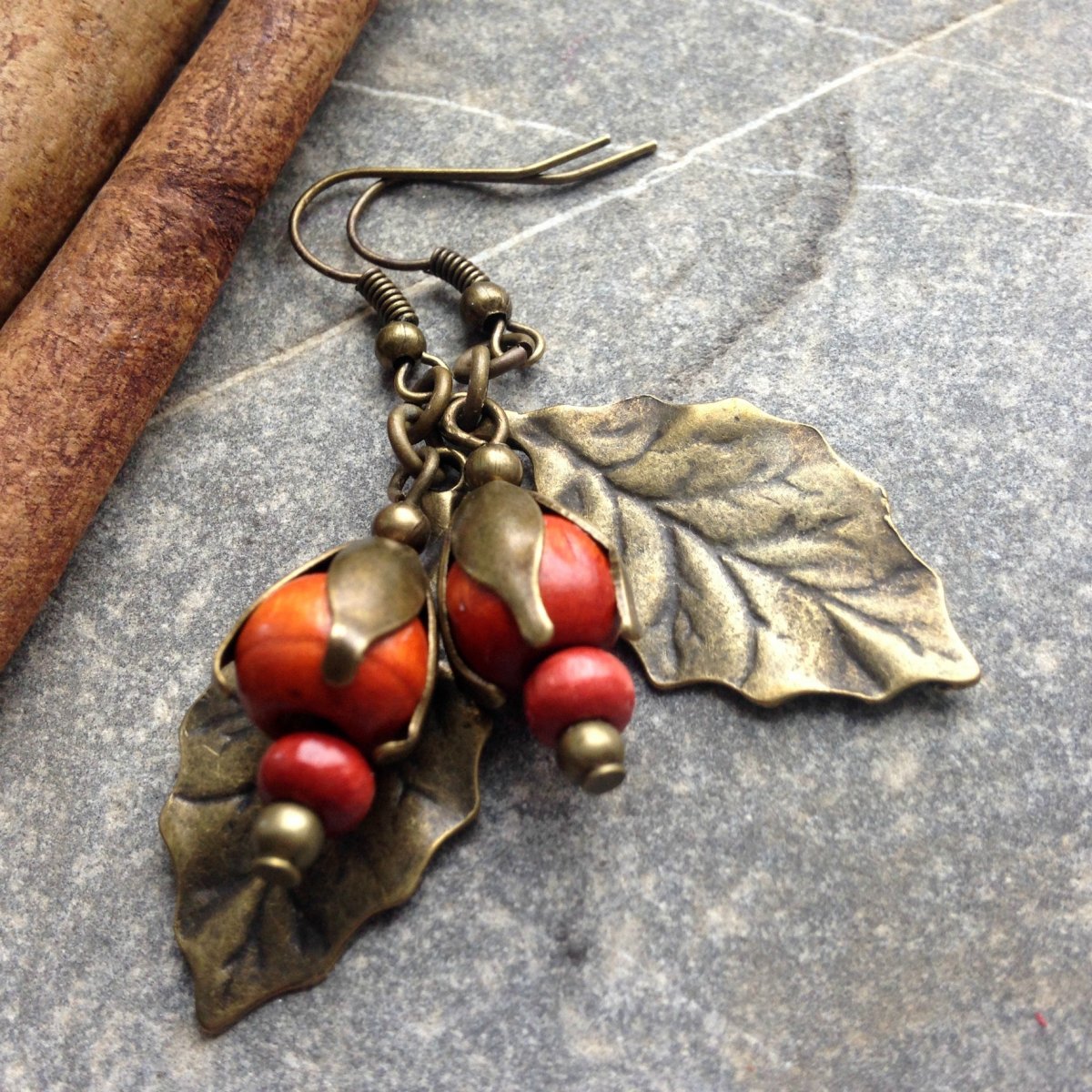 Skořicové bobulky - náušnice