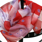 Hedvábný šátek: Puntíky červeno-fialové