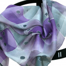 Hedvábný šátek: Puntíky šedo-fialové