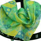 Hedvábný šátek: Puntíky žluto-zelené