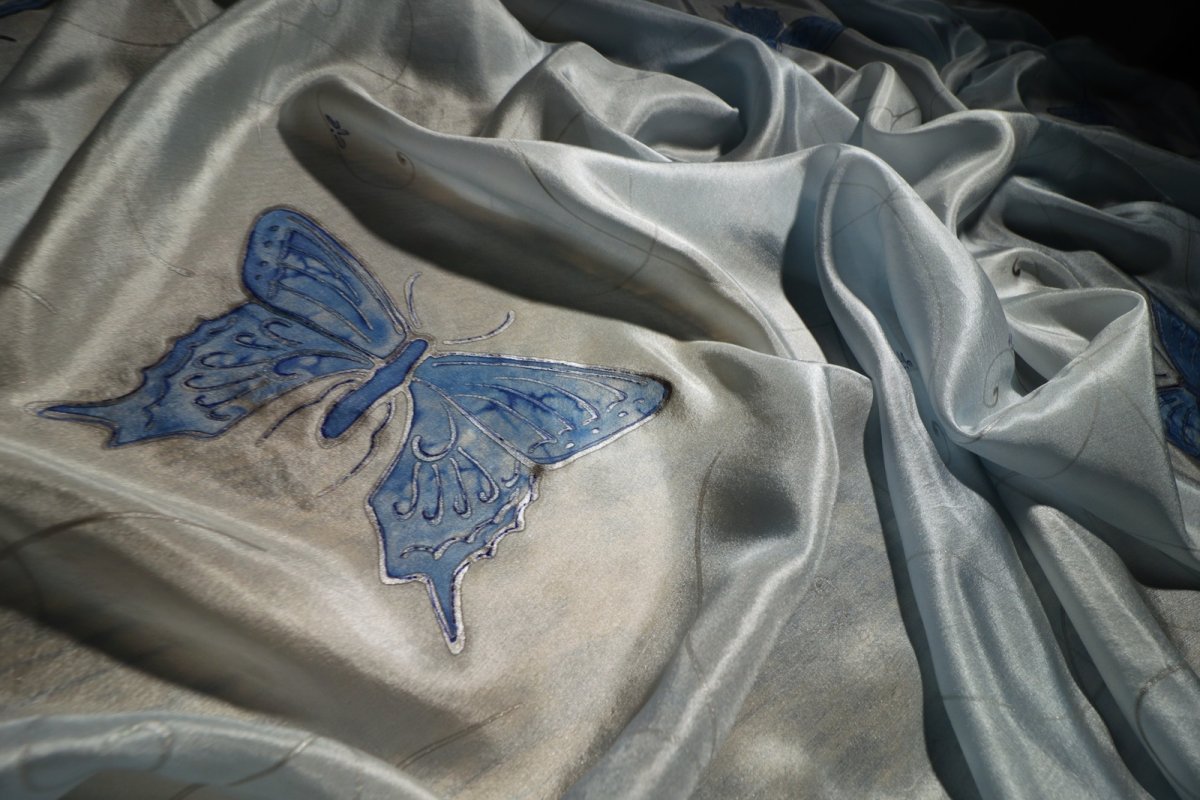 Motýli - hedvábný pléd