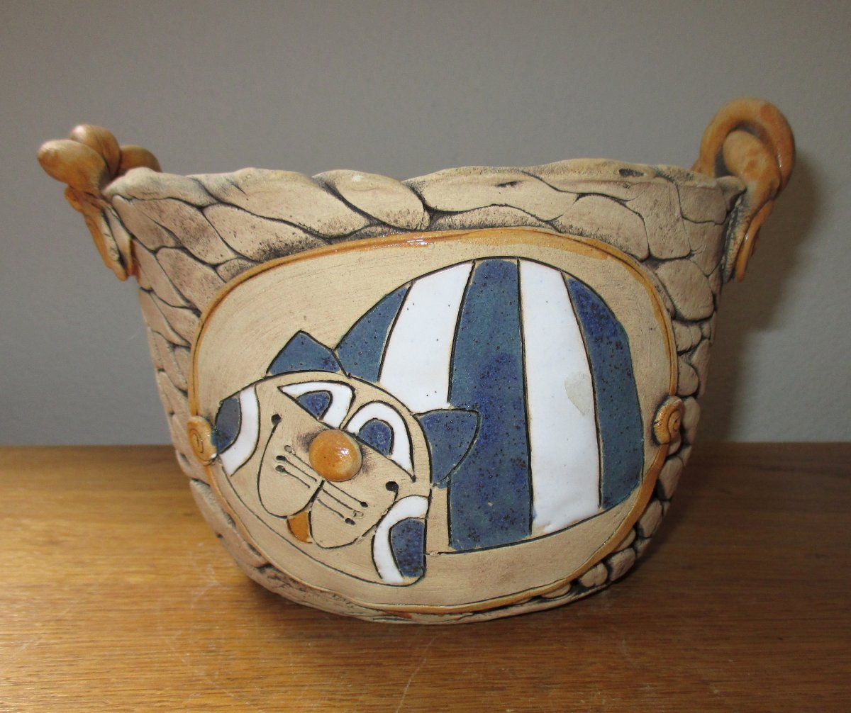 AKCE - Pletený obal na květináč - Kočka