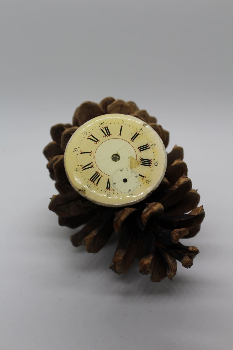 Steampunková brož - porcelánový ciferník I. 