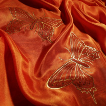 Motýli - oranžový hedvábný pléd