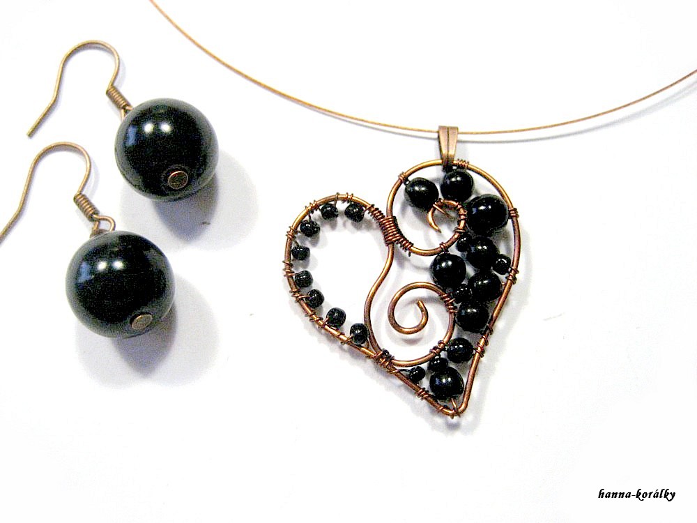 Souprava - náhrdelník srdce - srdíčko a náušnice