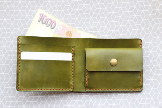 Khaki pánská kožená peněženka