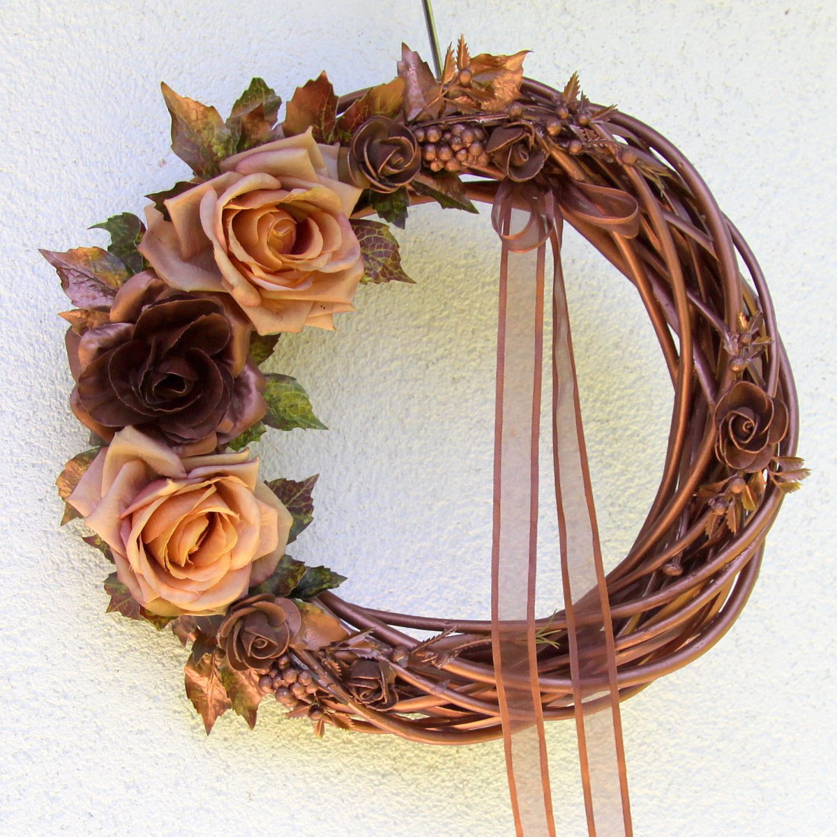 Velký rustikální věnec ve staroměděném laku 30 cm