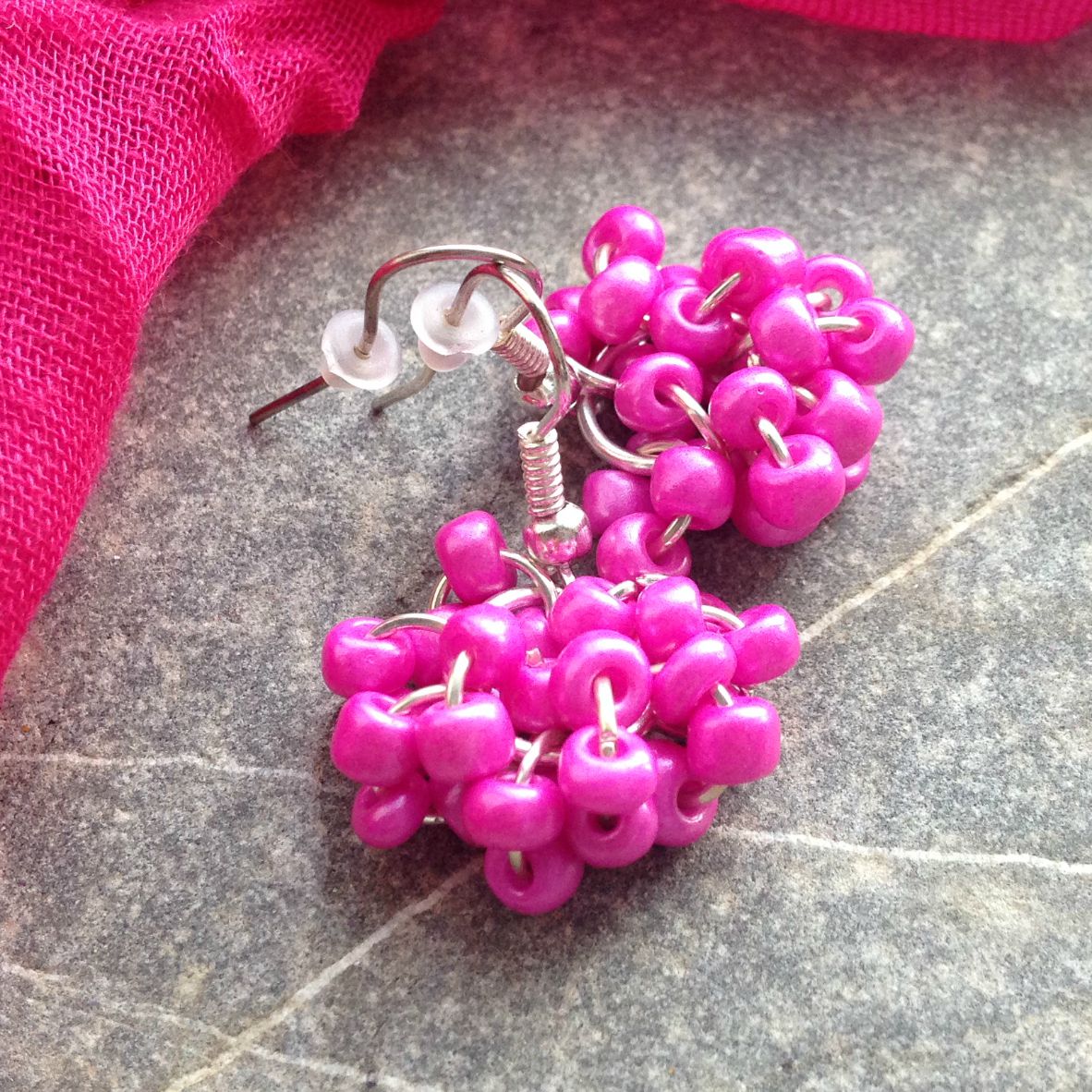 Náušnice Růžové hrozny 