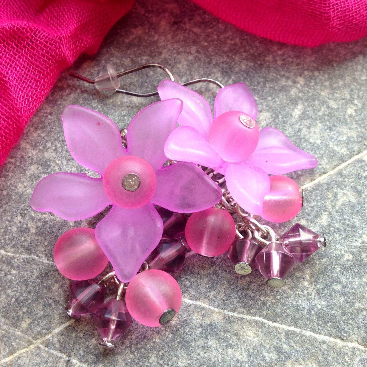 Růžové kytičky - náušnice