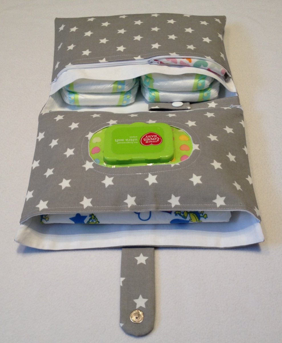 Plenkovník 4 v 1 - hvězdy na šedobéžové, 4 kapsy