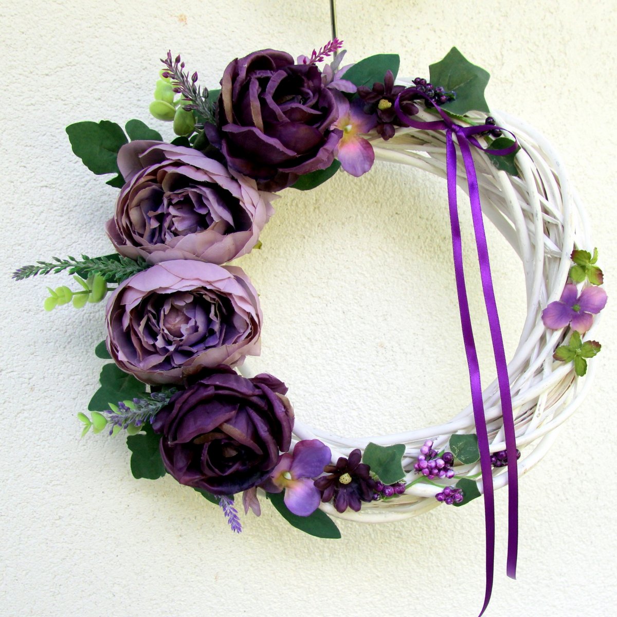 Sametový hlas_věnec na dveře 33 cm