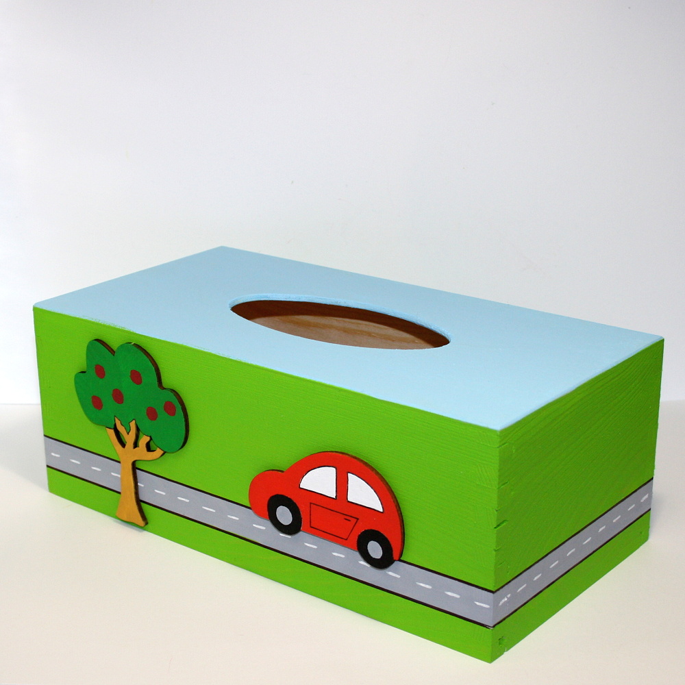 Krabička na kapesníky s autem