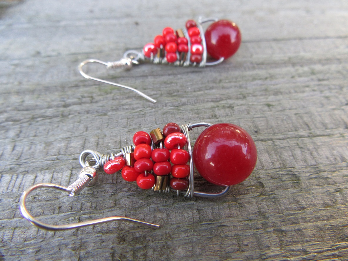 Náušnice z červeného achátu