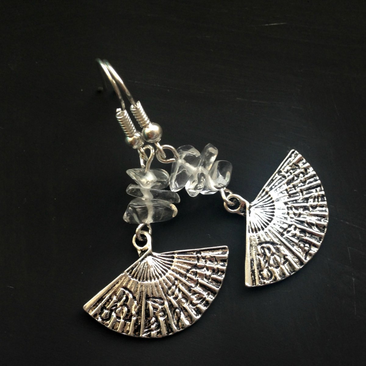 Náušnice - vějířky s křišťálem