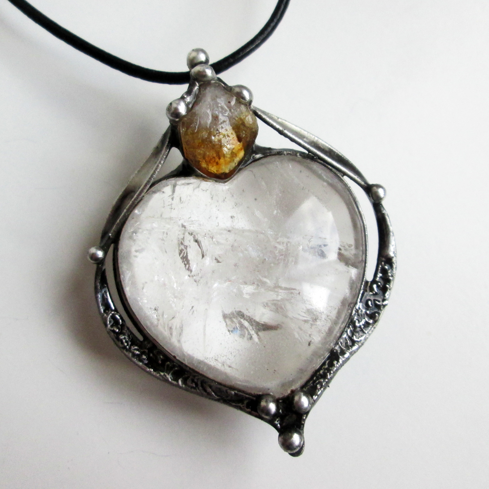 Křišťálové srdce s citrínem