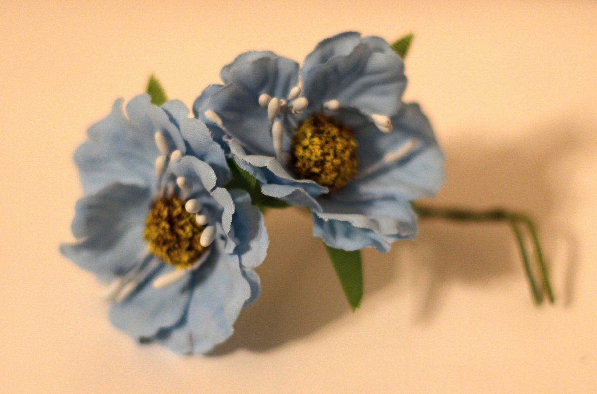 Textilní květ na drátku (2ks/bal)