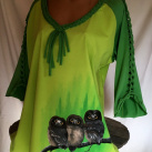 Limetková tunika se sovičkami, 2XL