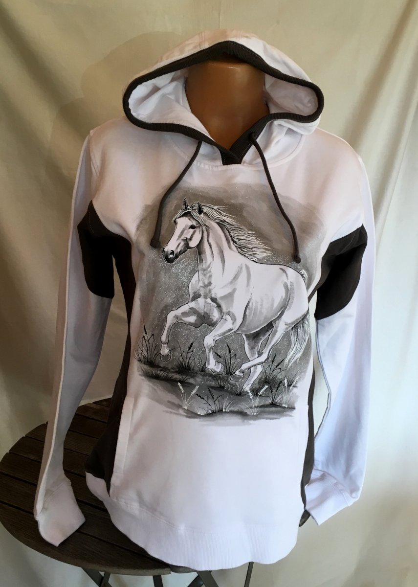 Bílá mikina s koníkem