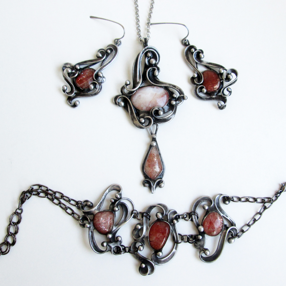 Sluneční kámen a karneol-kompletní sada