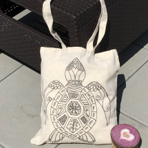 Bavlněná taška přírodní s kresbou pohodové želvy