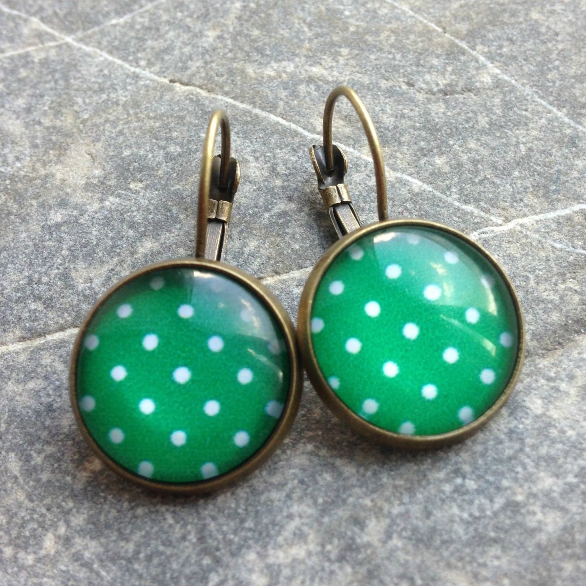 Náušnice zelený puntík