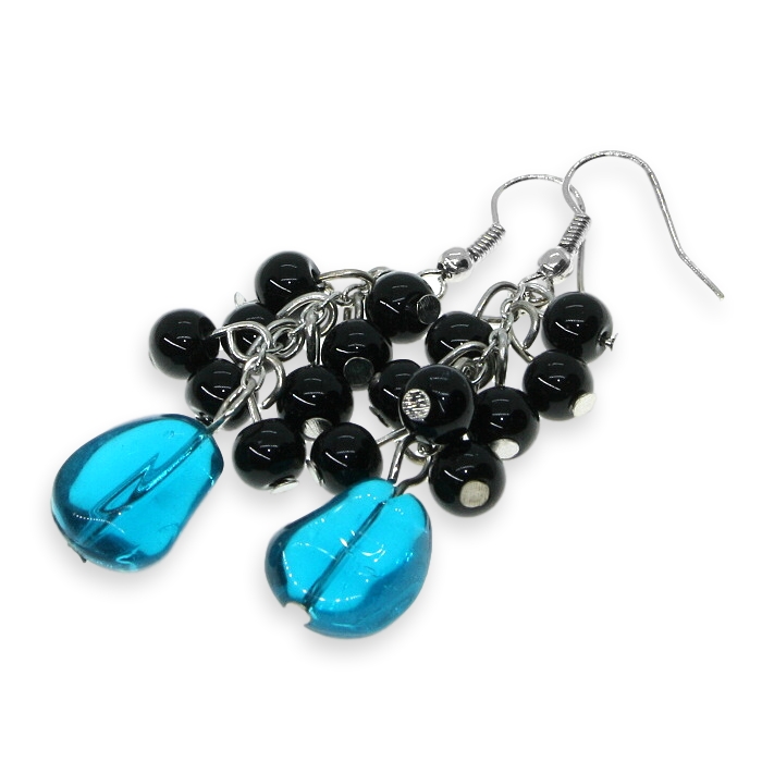 Modro-černé náušnice