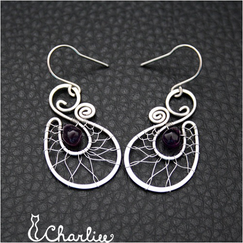 Náušnice - LAPENÝ AMETYST - hypoalergenní chirurgická ocel