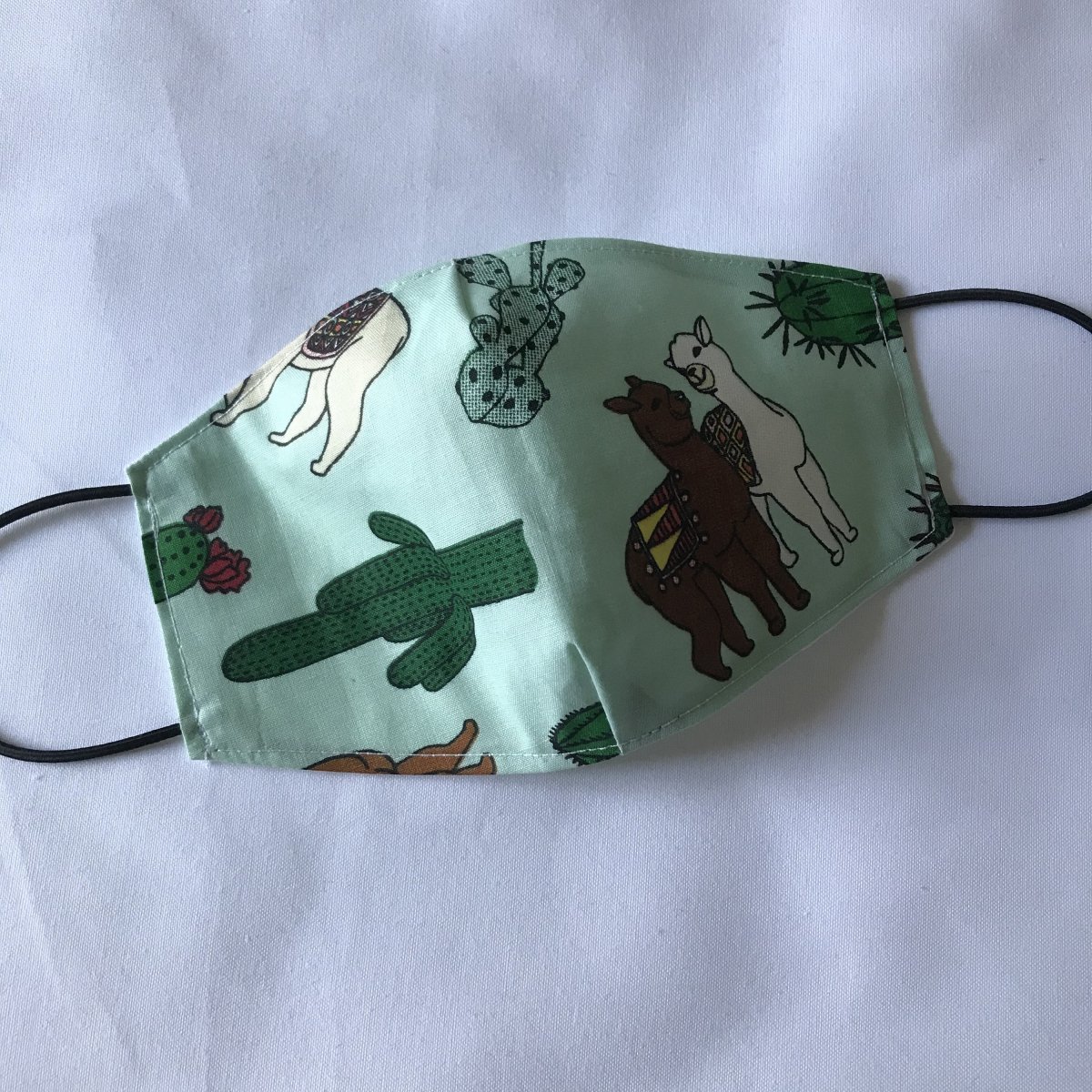 Bavlněná rouška - lama s kaktusy II