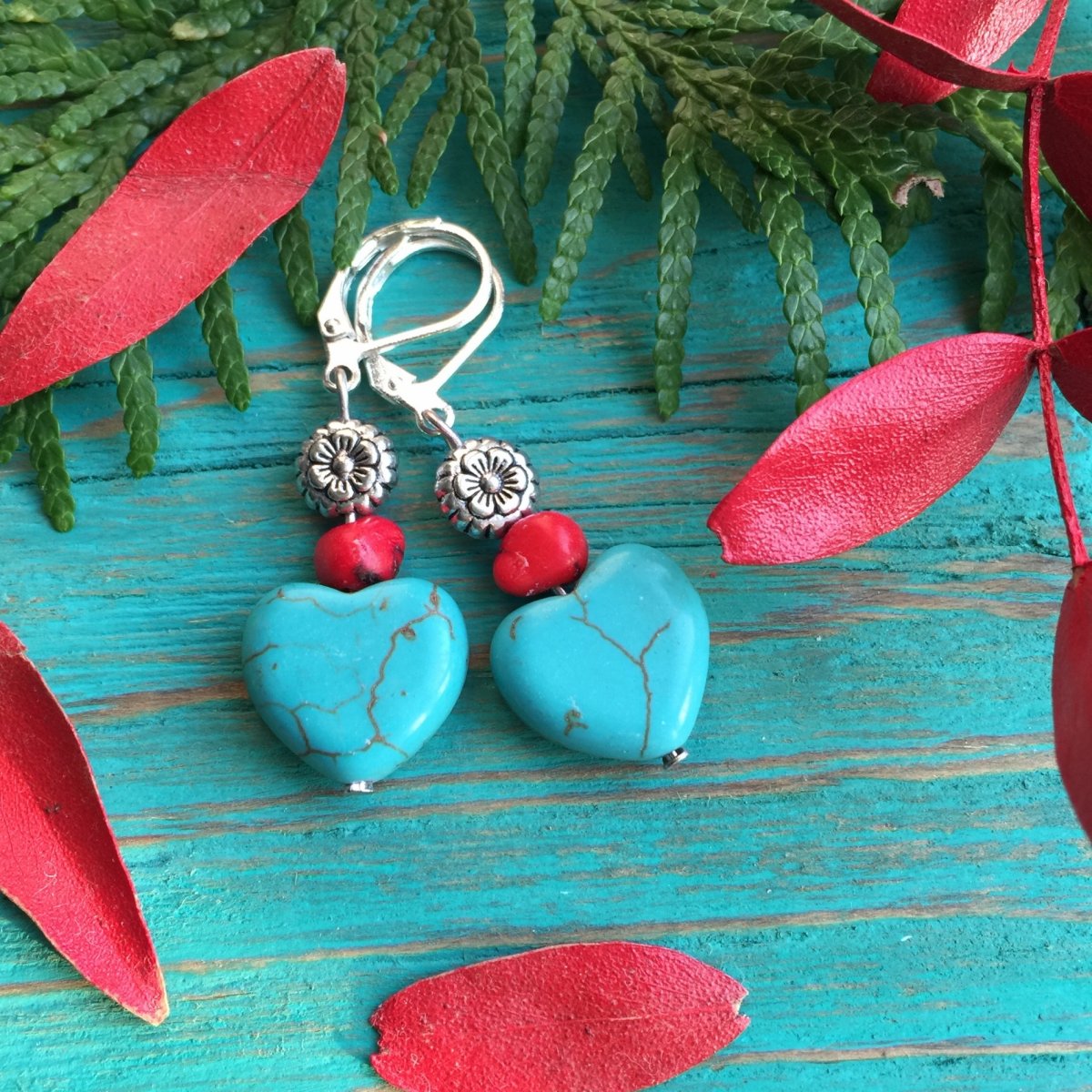Náušnice Tyrkysové srdce