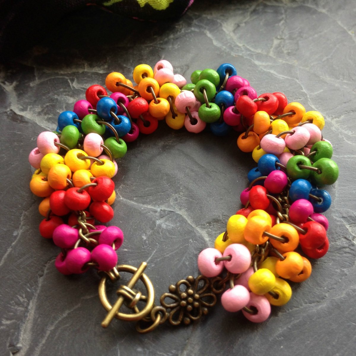 Dřevěná duha - náramek