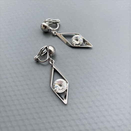Antialergické klipsy Crystal Swarovski kosočtverec