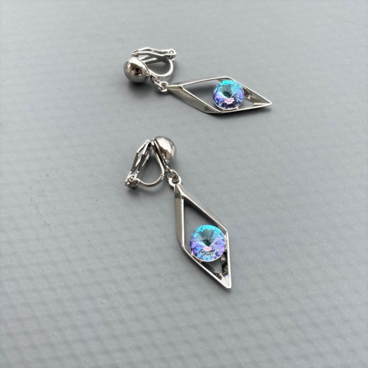 Klipsy Crystal vitrail light Swarovski kosočtverec