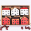 Červené a bílé dřevěné domečky - 6 ks