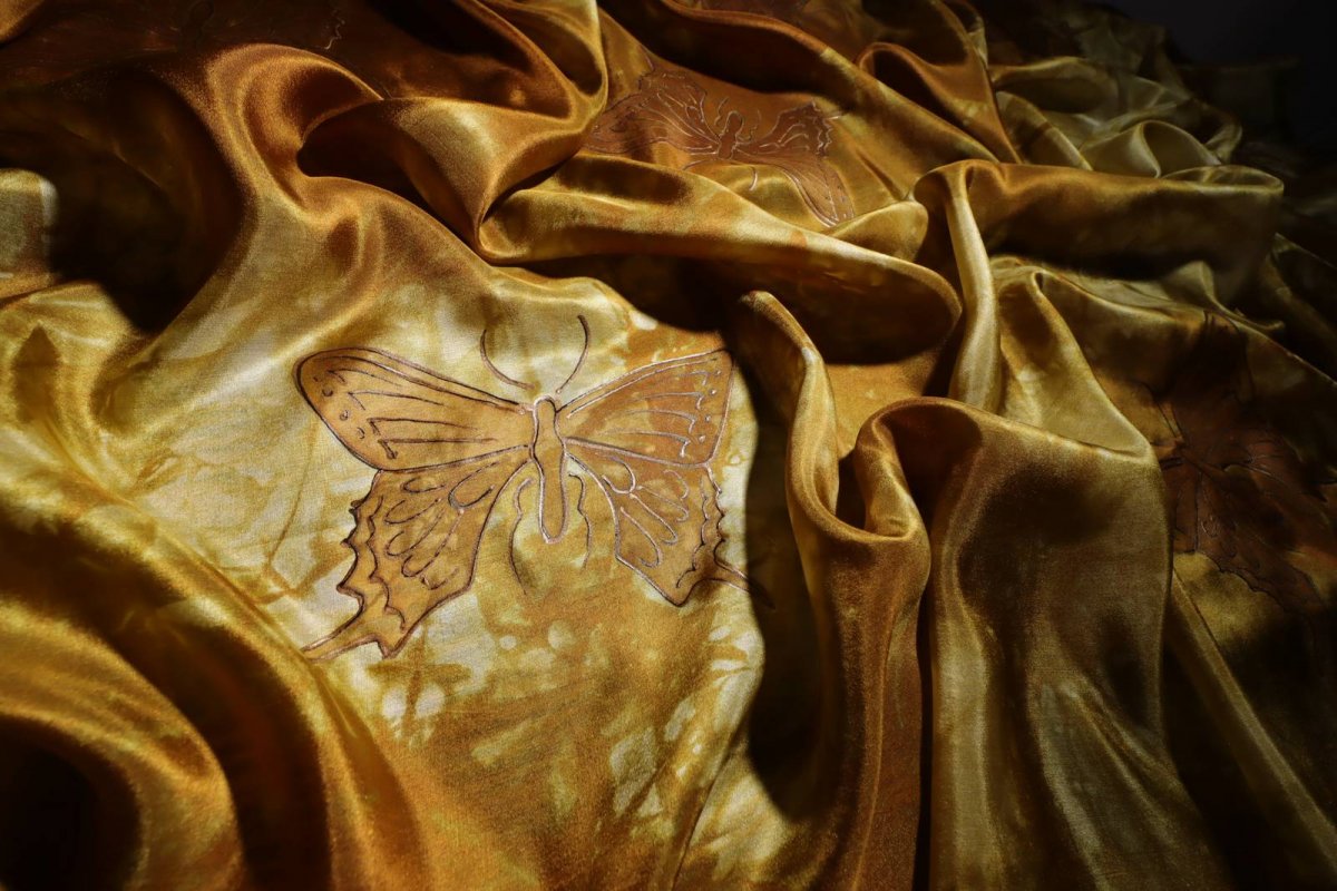 Motýli na podzim - hedvábný pléd