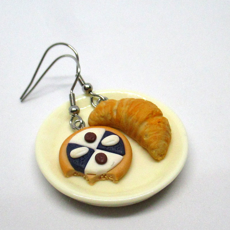 Náušnice croissant a koláček