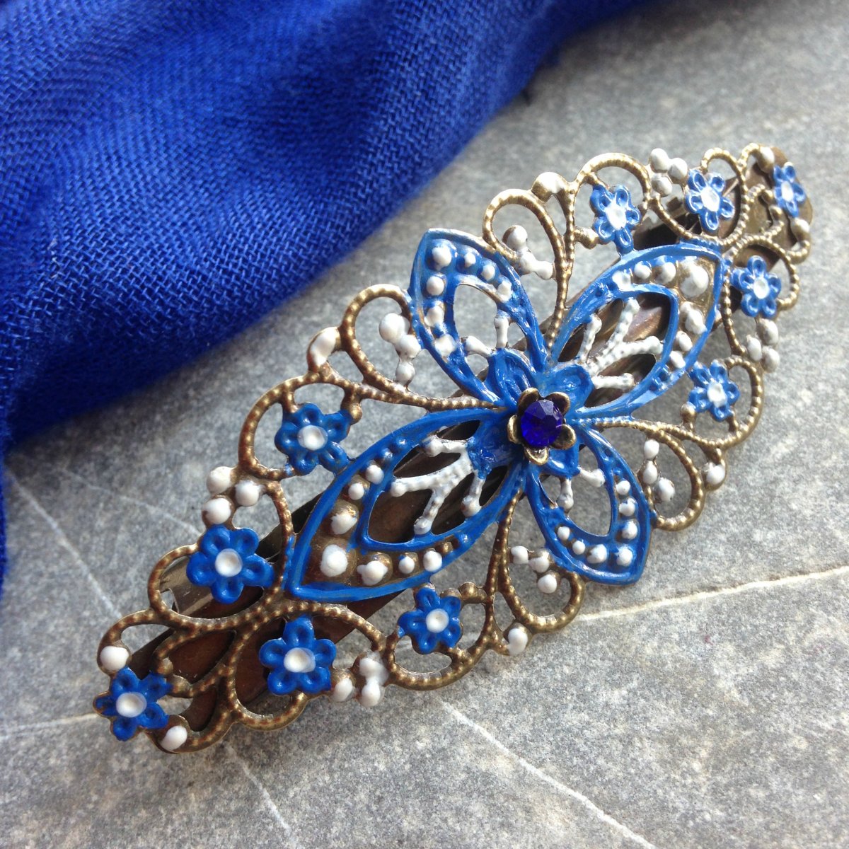 Francouzská sponka - modrá