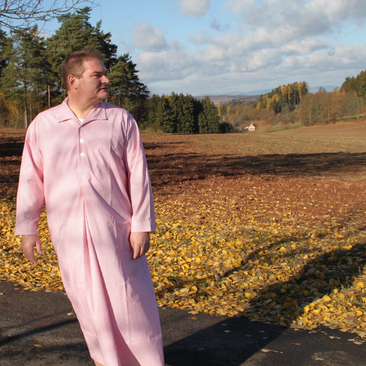 Pánská noční košile "červený proužek"